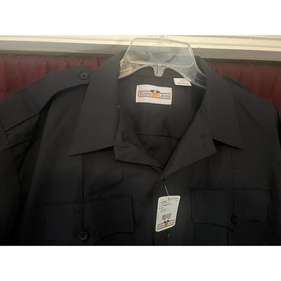 Flying Cross Men's Polyester Cotton Short Sleeve Shirt F1 85R64 Midnight Navy - Picture 4 of 4